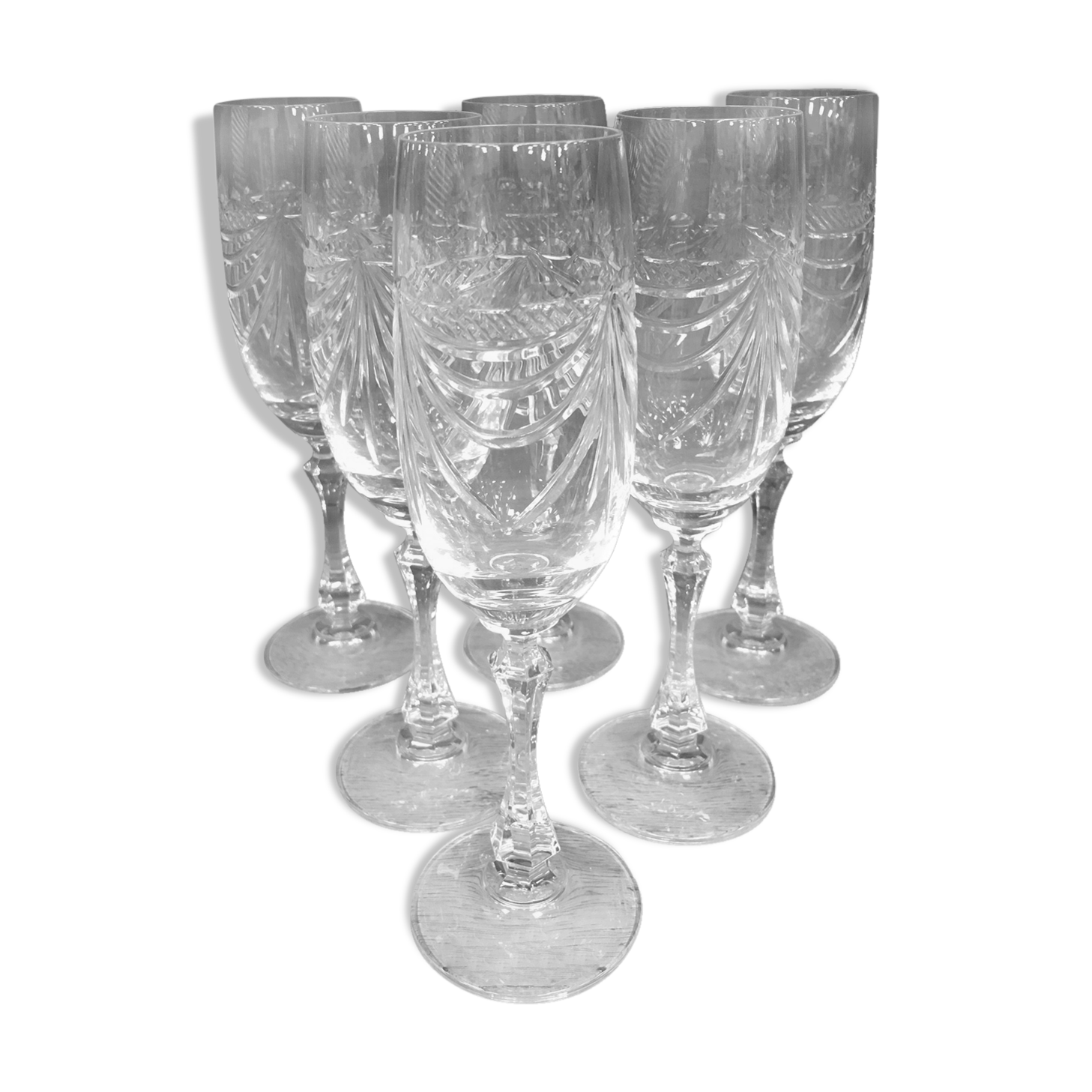 6 crystal champagne glasses Artisanat de Lorraine