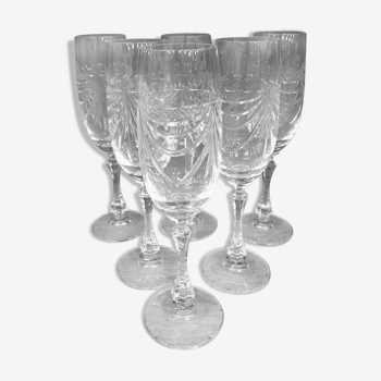 6 crystal champagne glasses Artisanat de Lorraine