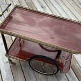 Mahogany and brass rolling service bar table – 1970