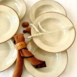 Set of 6 vintage soup plates speckled stoneware Tulowice Poland