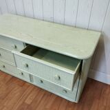 Vintage rattan chest of drawers and solid wood