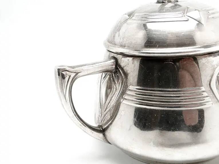 Art Nouveau sugar bowl, silver-plated brass, WMF, Germany, early 20th century