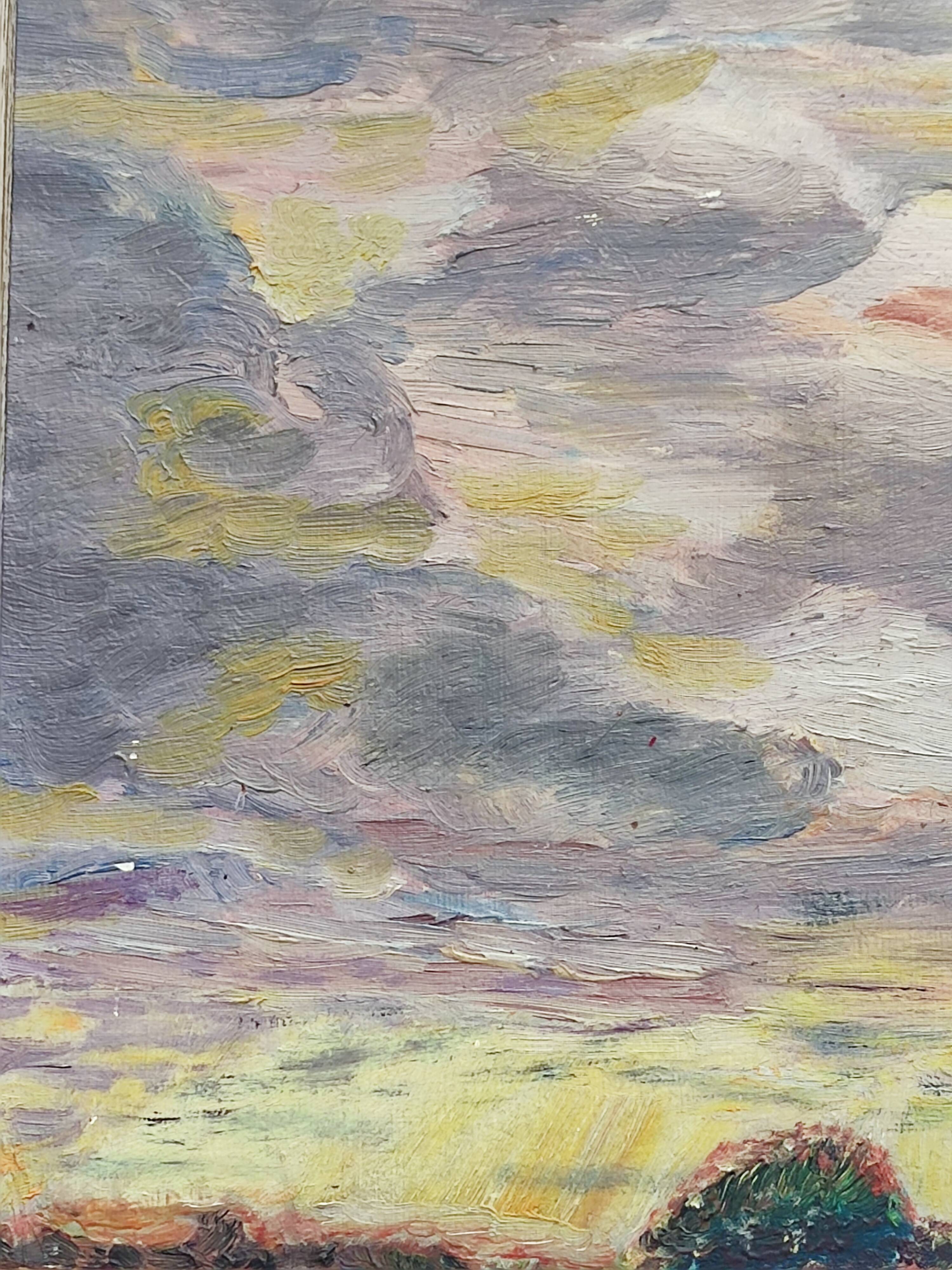 Oil on panel "the houses of the coast"