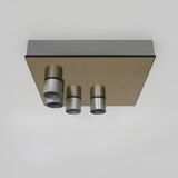 Vintage smoked mirror ceiling light with 4 bulbs, stainless steel structure and mirror.