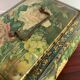 Old and large lithographed sheet metal box Japanese decoration