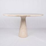 Pedestal dining table in travertine, Stone International, Italy, 1970s