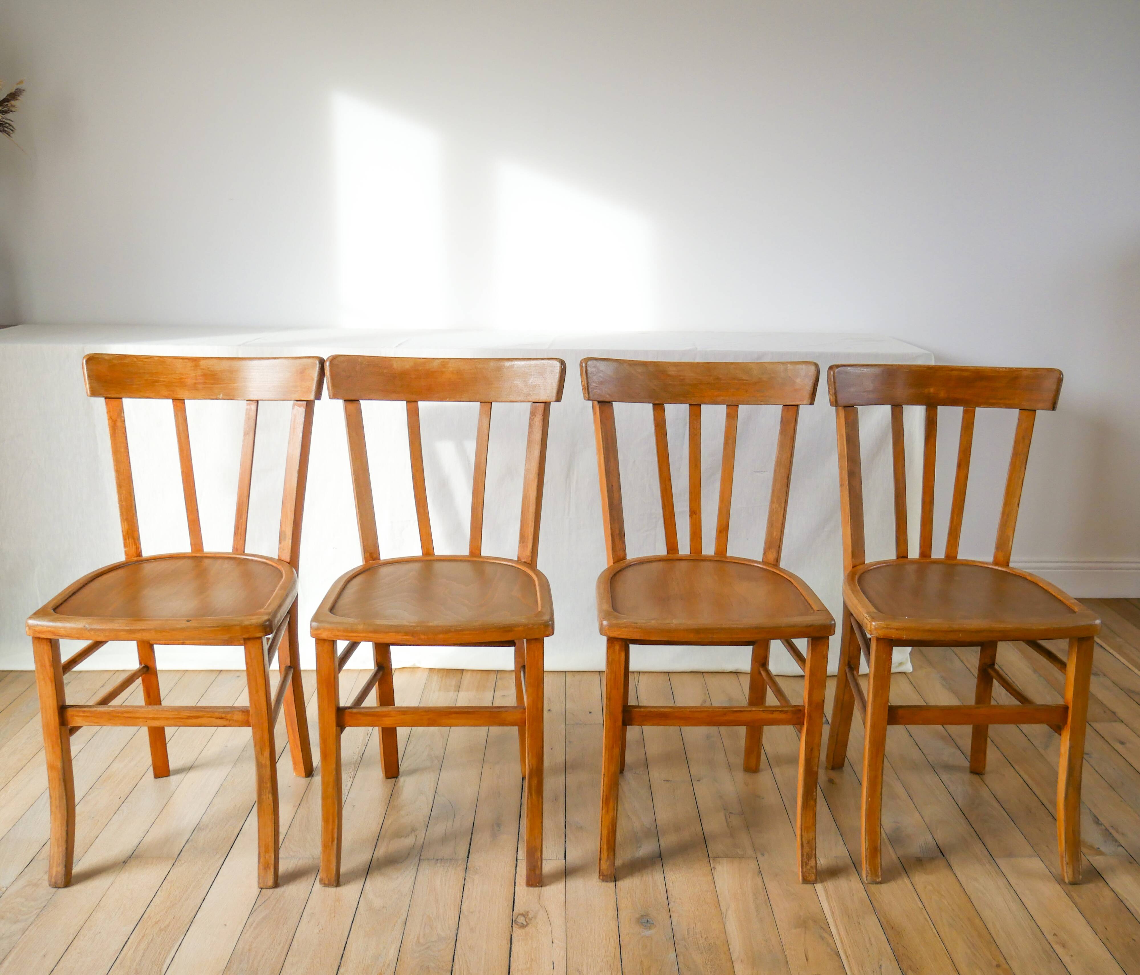Set of 4 bentwood bistro chairs signed luterma 1950