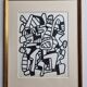 Screenprint after Jean Dubuffet framed under glass 24 cm by 31 cm