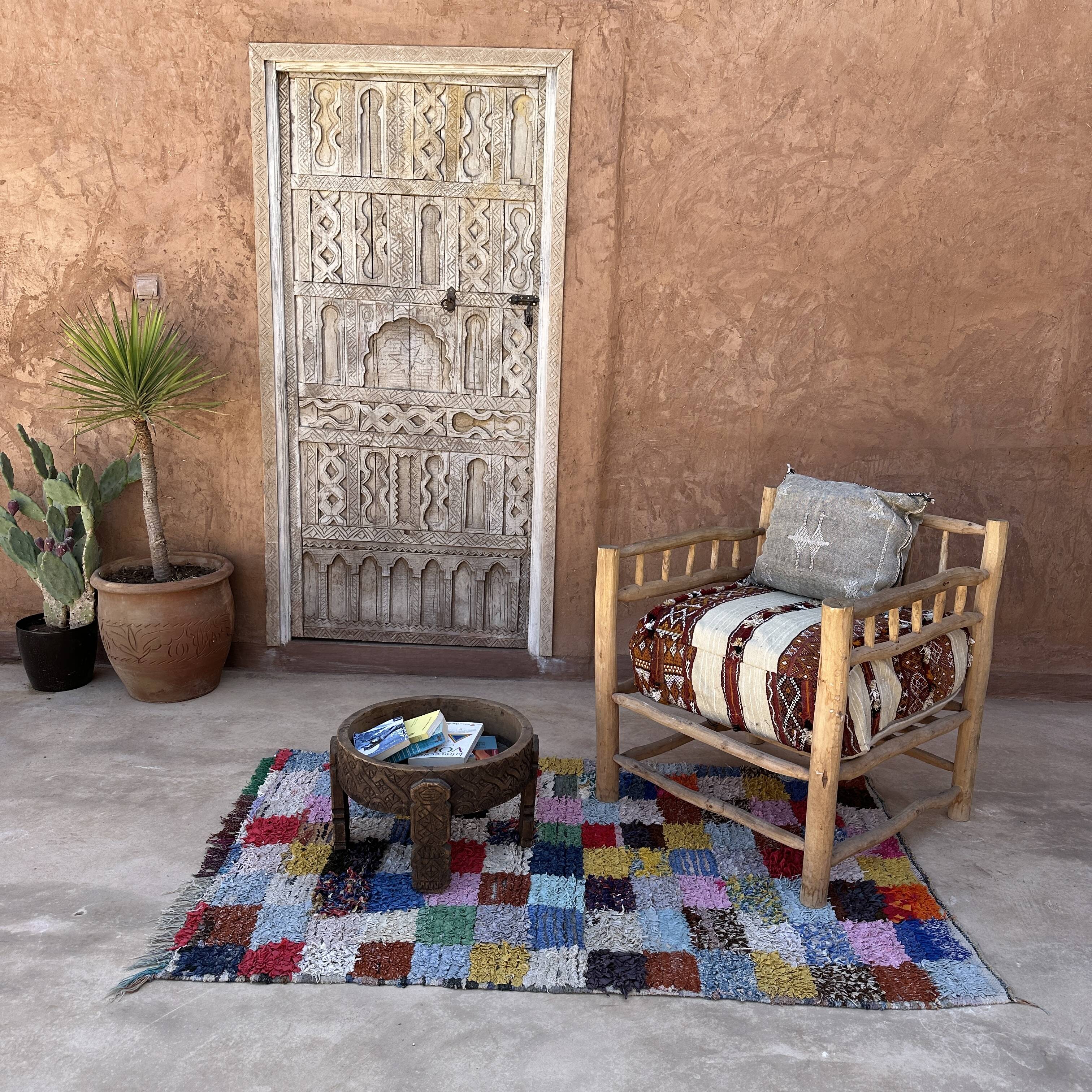 Moroccan carpet Boucherouite colored - 105 x 166 cm