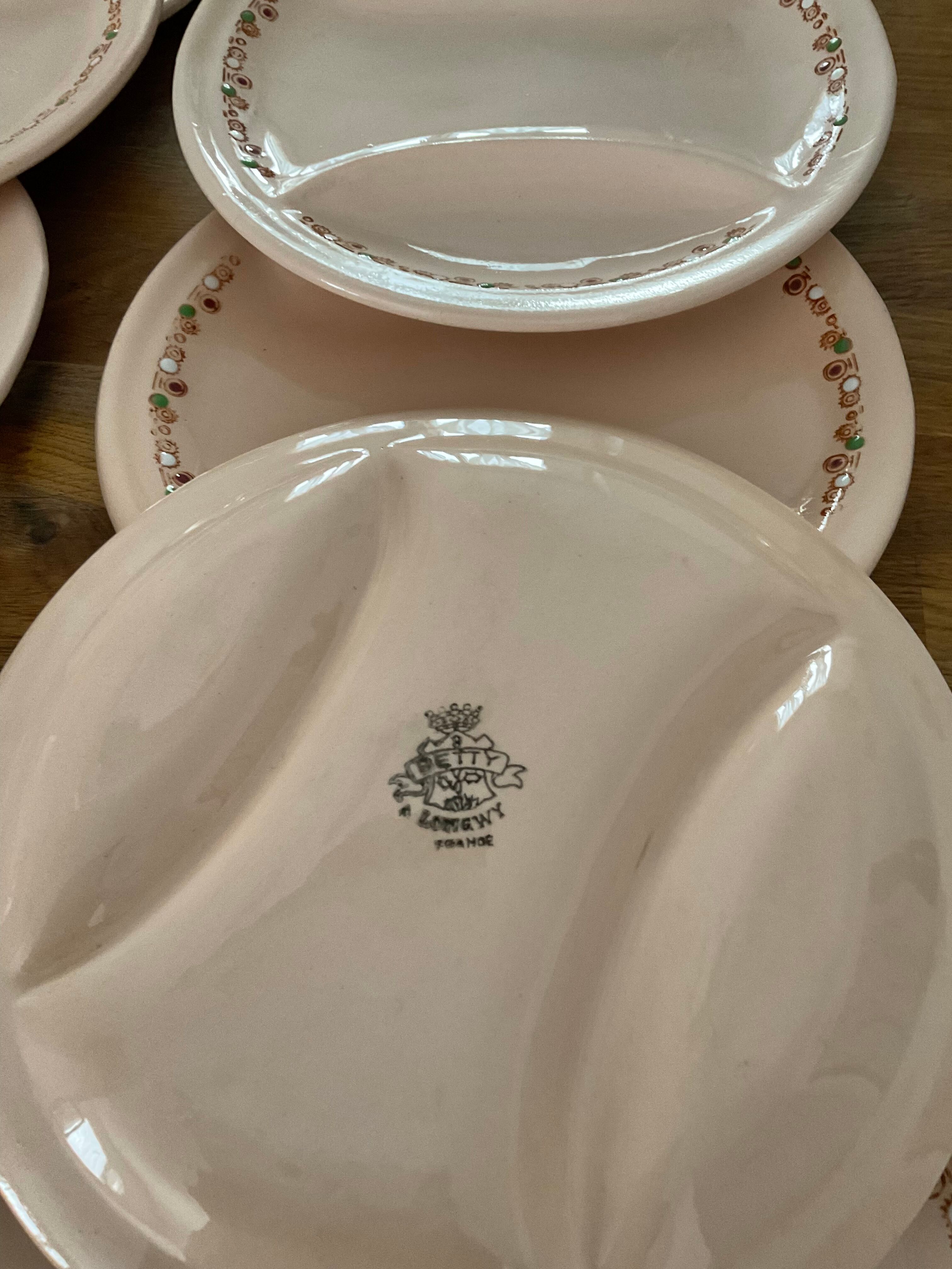 10 vintage asparagus plates Longwy Betty