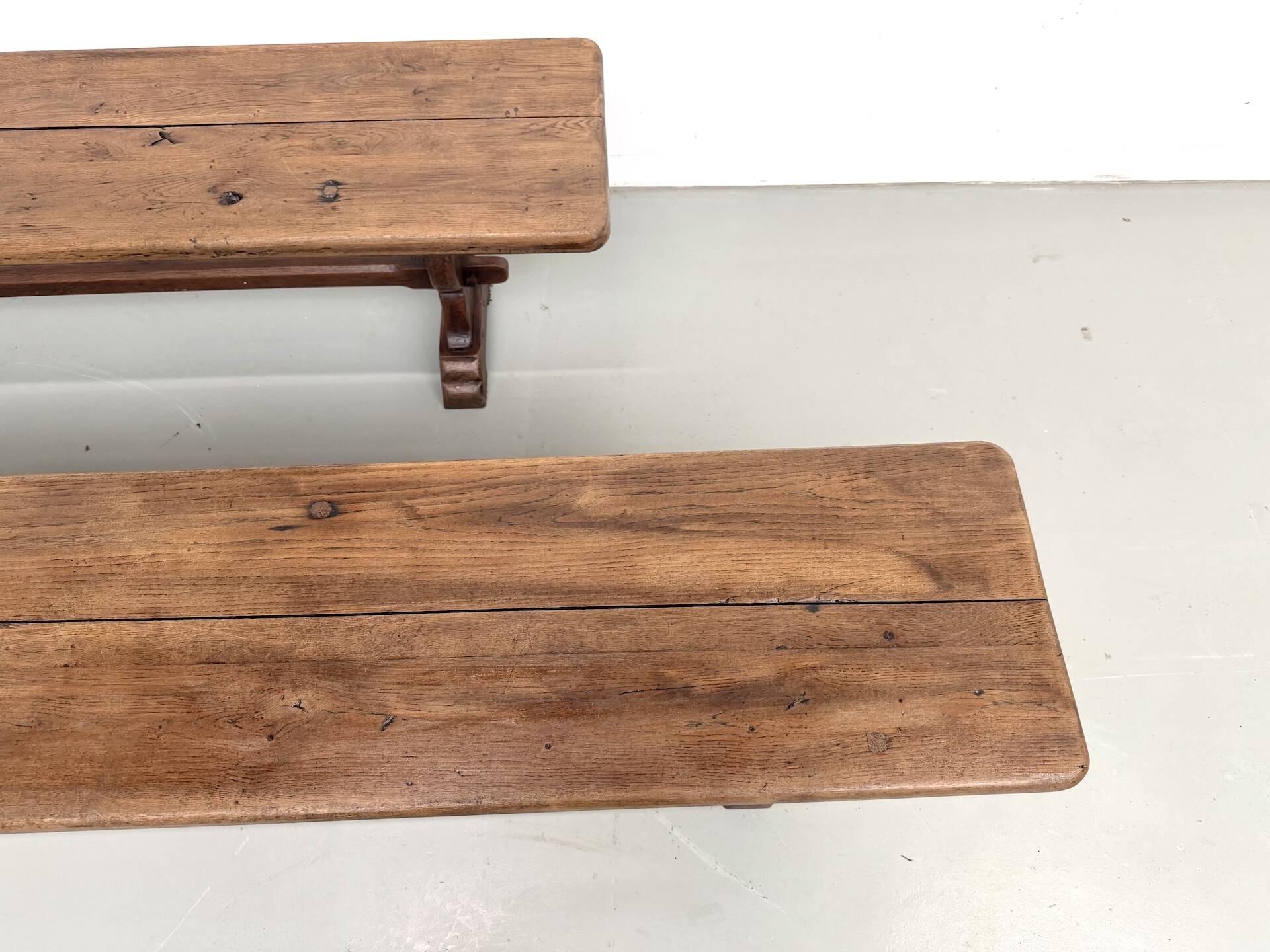 Pair of Solid Oak Farm Benches