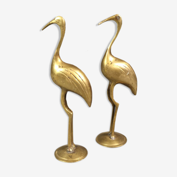 Couple d'ibis en laiton vintage