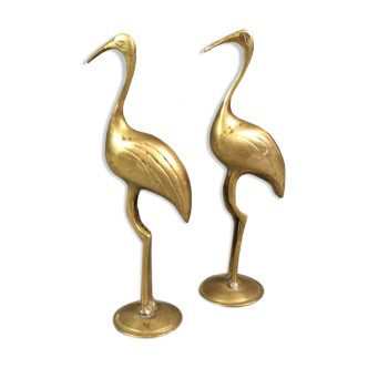 Couple d'ibis en laiton vintage