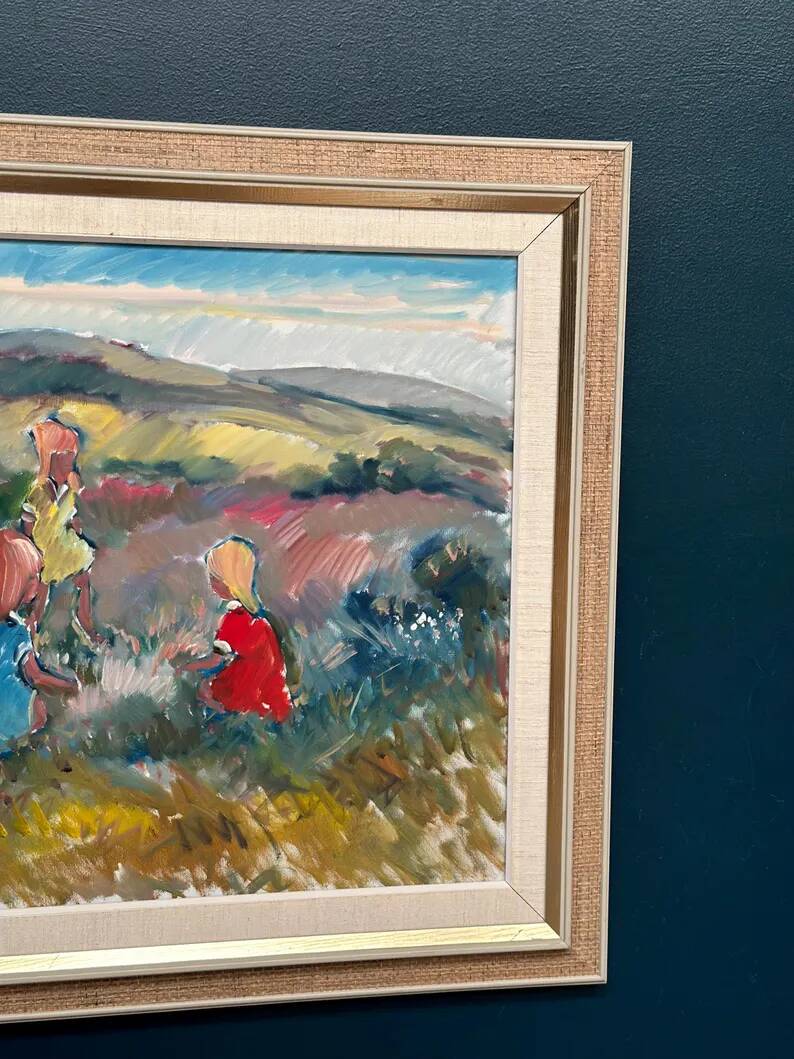 Original Swedish Oil on Canvas - "Children Playing" by Nils Sewerin (1920-1985) - Signed - Vintage and Framed - 77 × 66 cm (30.3" × 26")