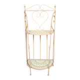 Wrought iron and ceramic half-moon shelf