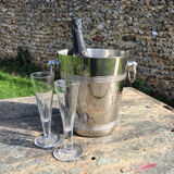 Champagne bucket art deco silver metal