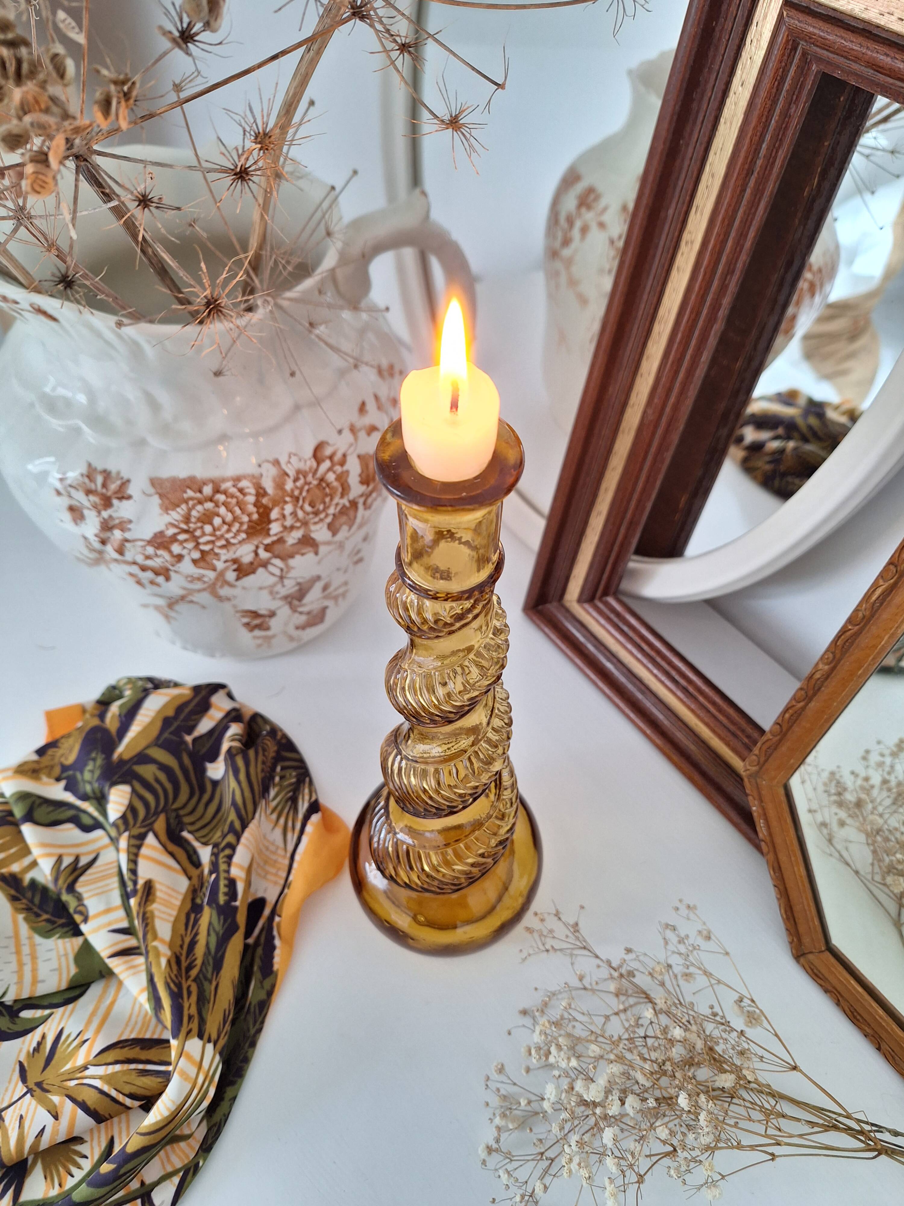 Vintage amber candle holder