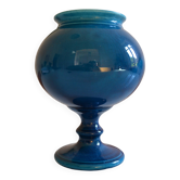 Vase bleu céramique craquelé  H : 28 cm