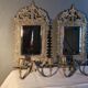 Pair of mirror sconces/candle holders in 19th-century bronze.