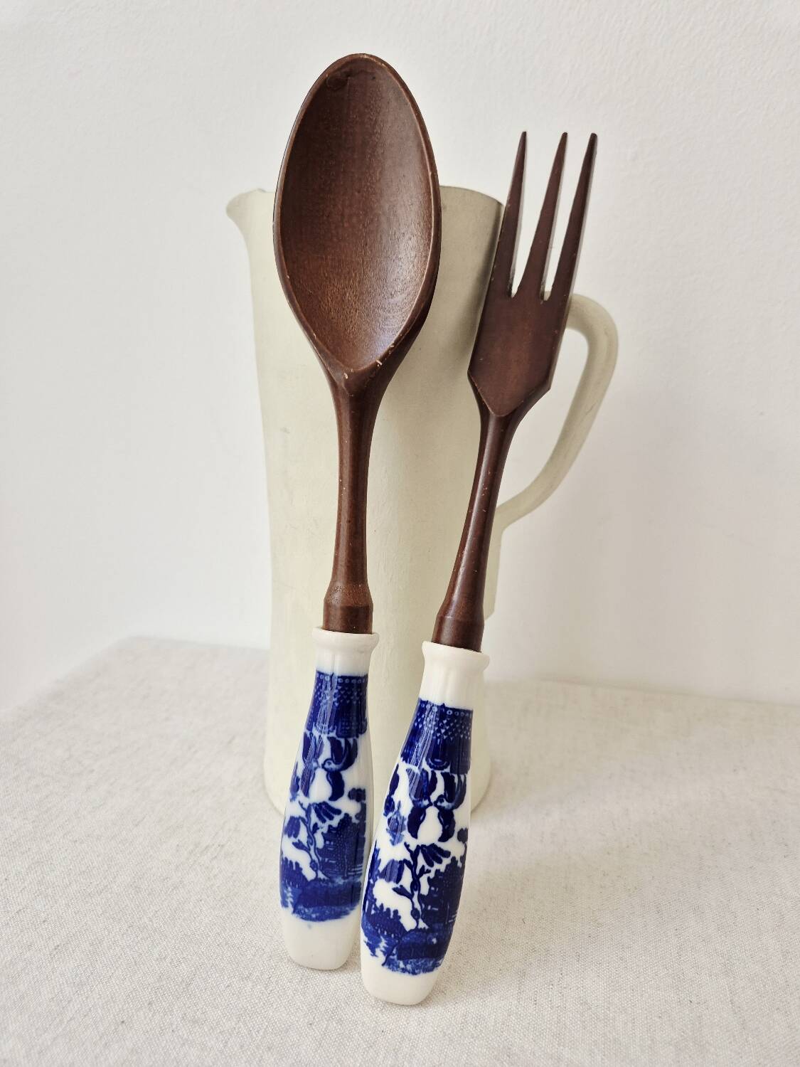 Japanese wooden and ceramic salad service, 1960
