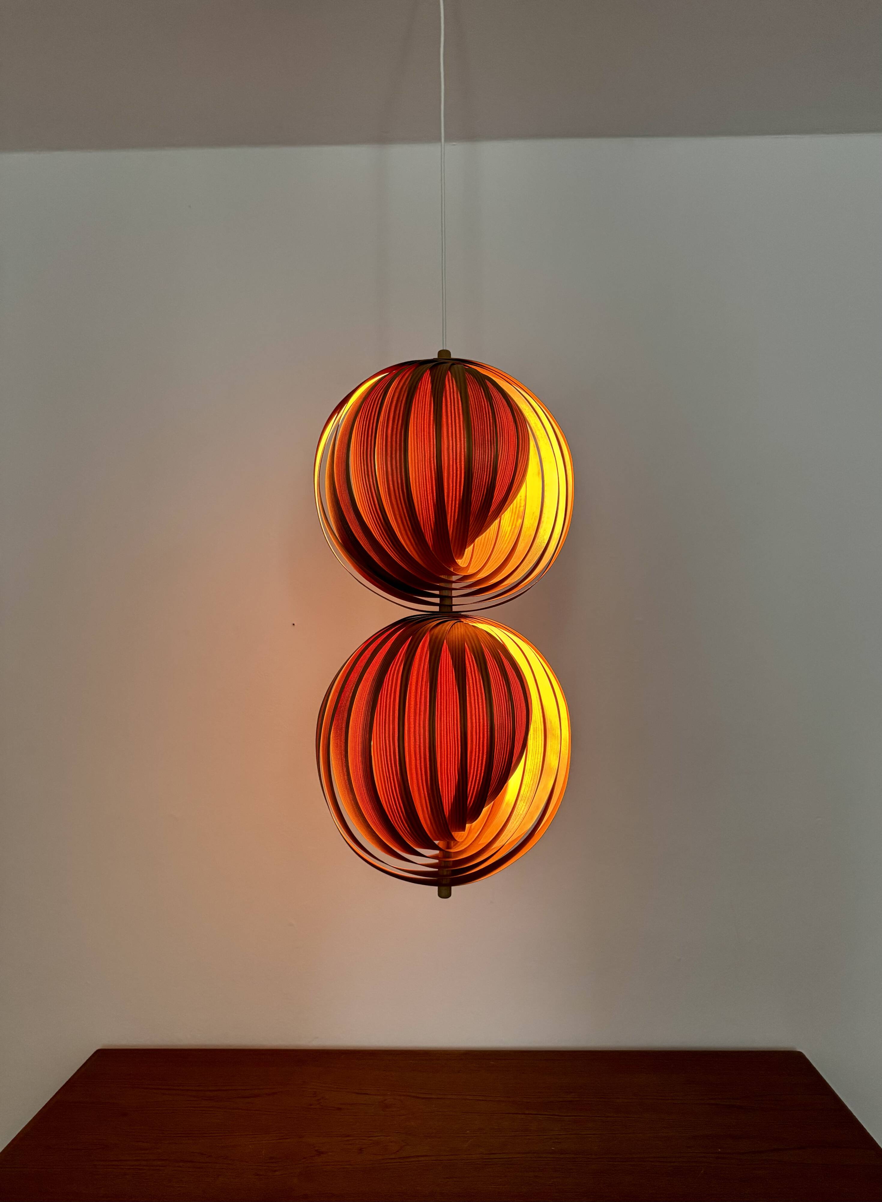 Wooden Double Moon Pendant Lamp