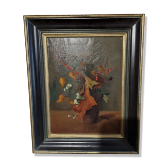 Painting oil on canvas still life bouquet