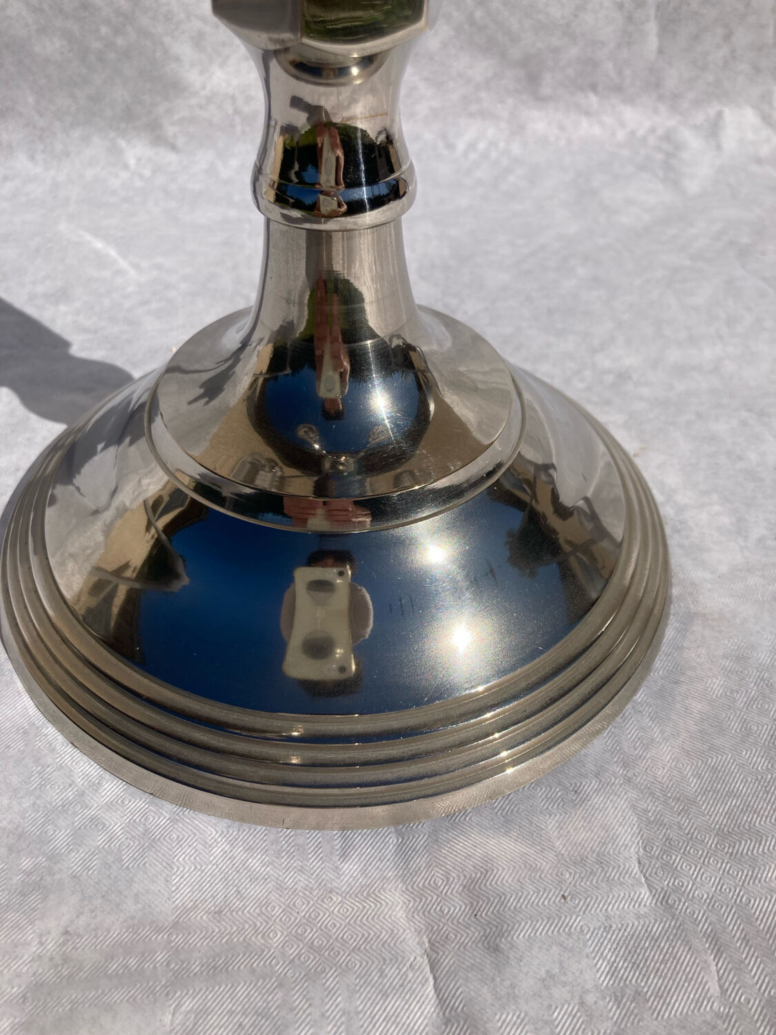 Silver-plated metal chandelier with 5 arms