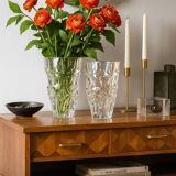 Pair of vintage 70s sculpted glass vases