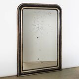 Miroir Napoléon III noir et argent doré du XIXe siècle