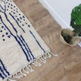Vintage Azilal rug 264x150 cm - Blue geometric patterns