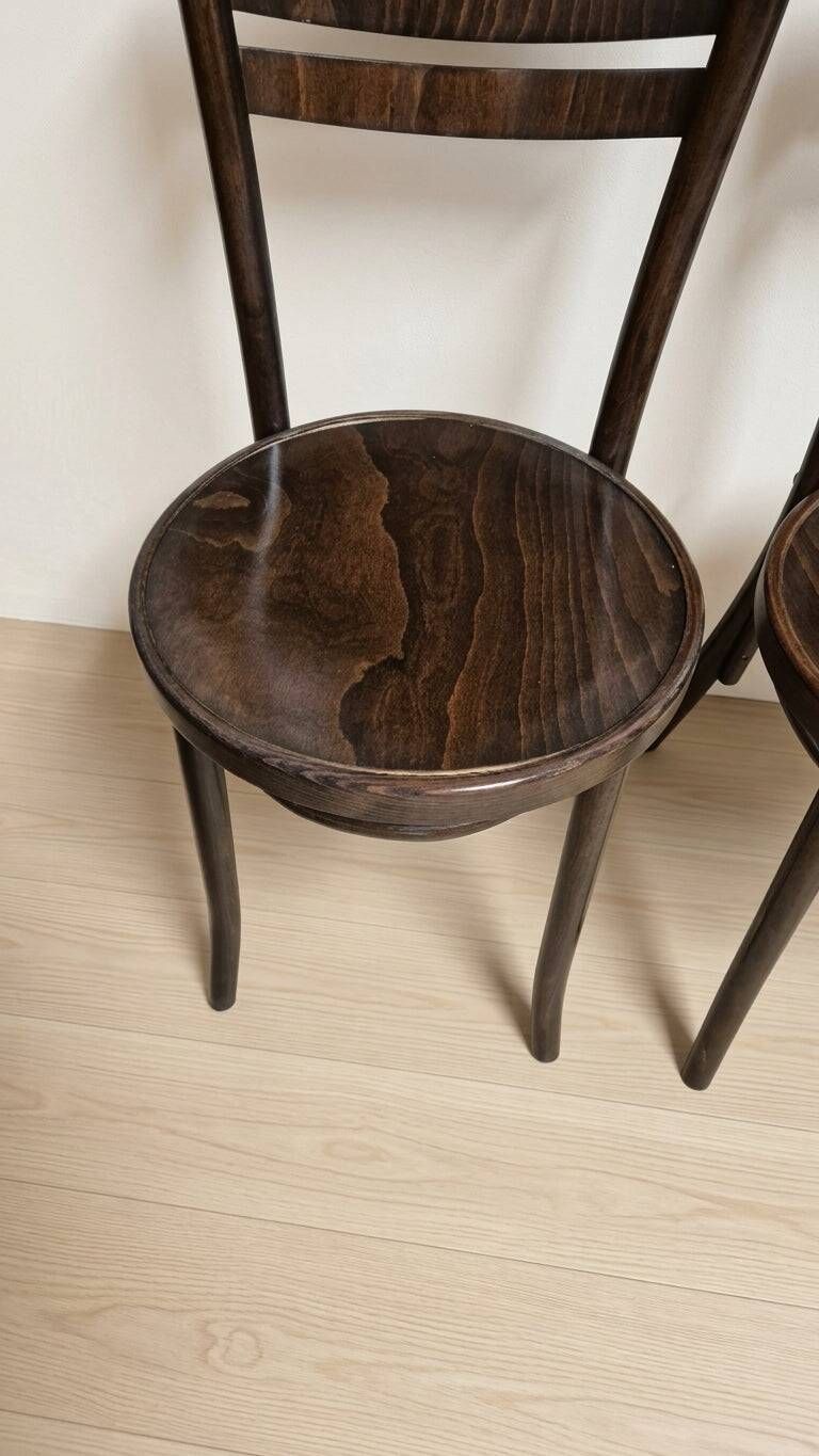 Set of 4 ton wooden dining chairs, 20th century, czechoslovak, 90 × 46 cm