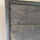 Industrial metal & solid wood screen - Unique designer piece