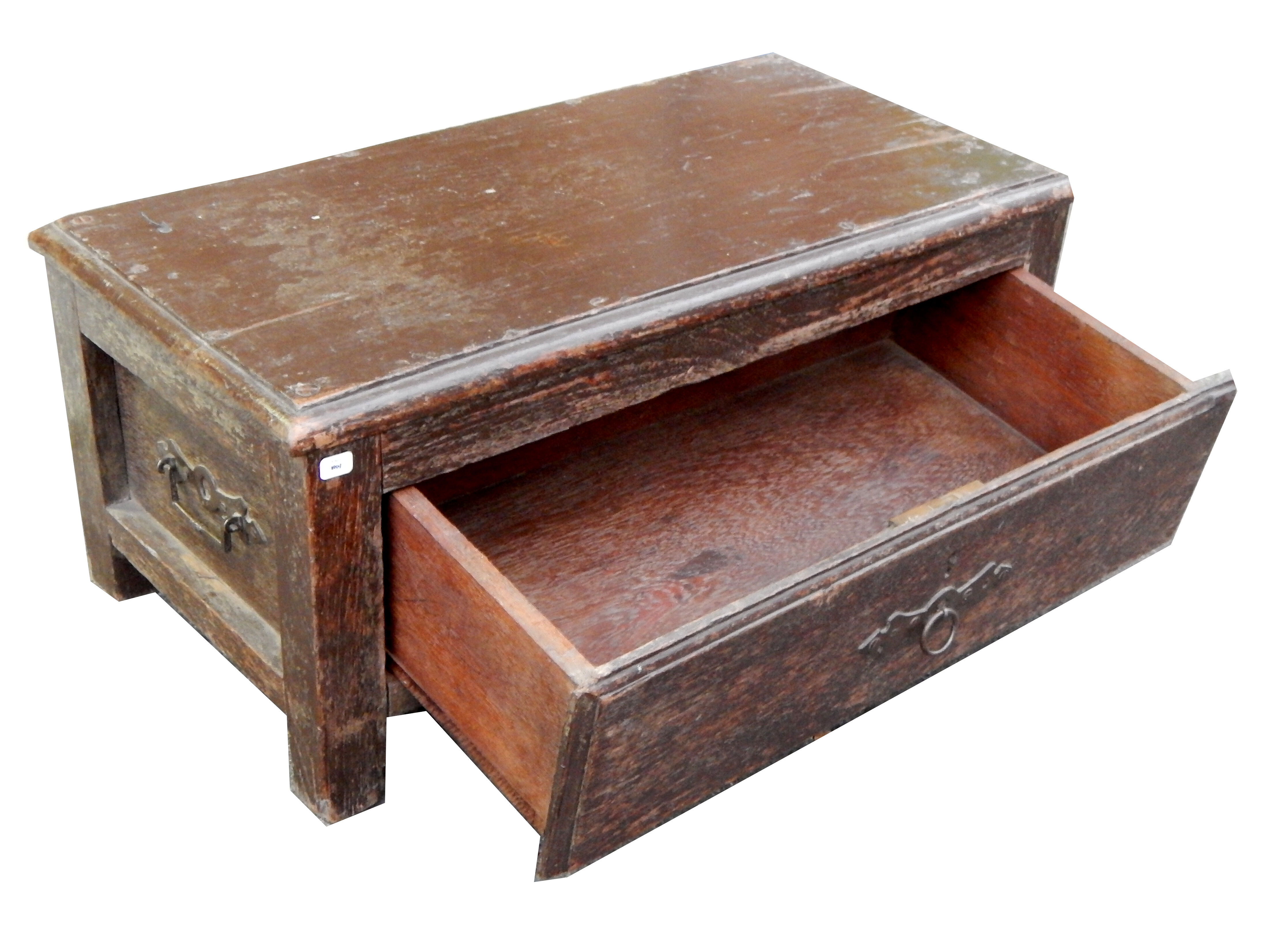 Bedside table lower locker 1 drawer old wood office 63x31x27cm