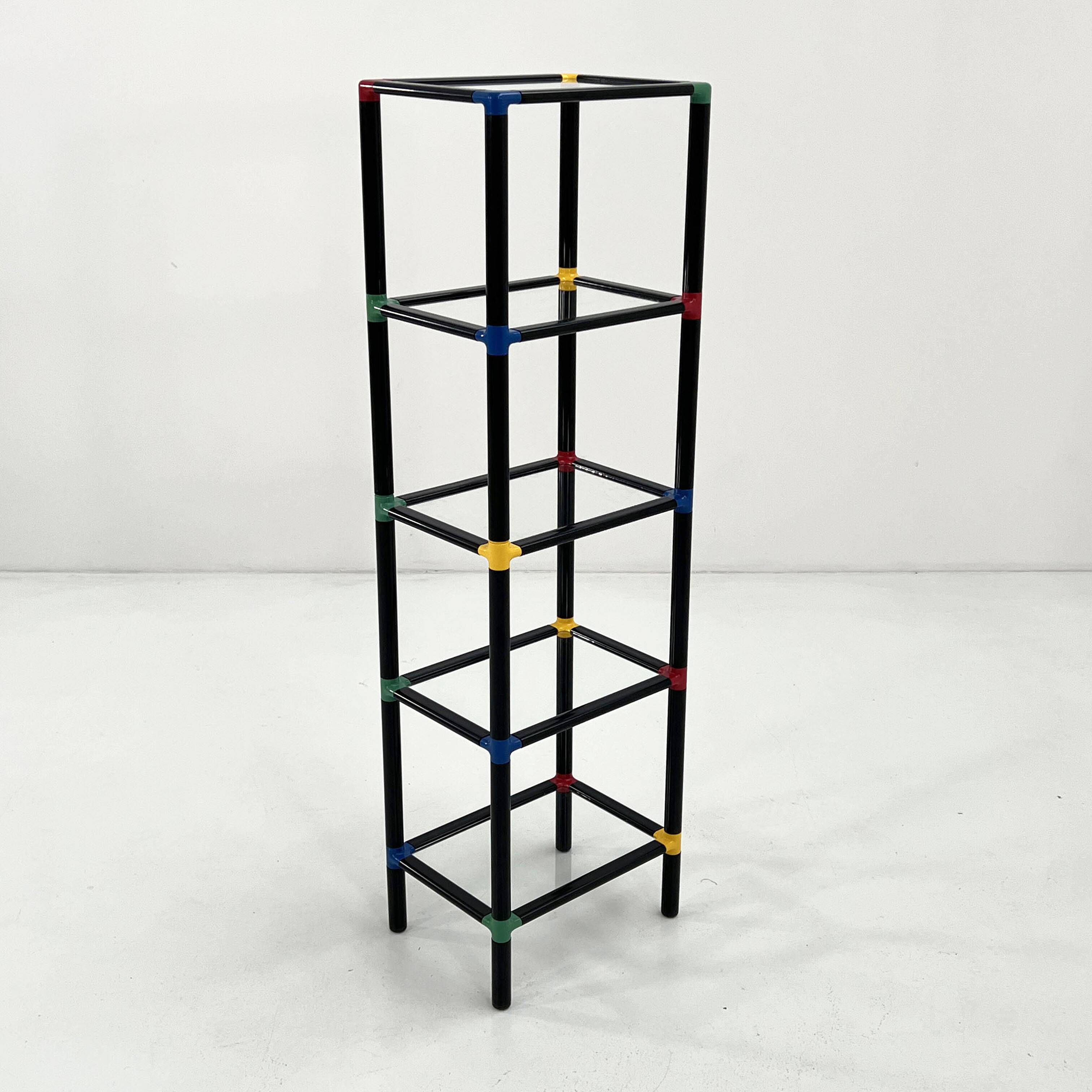 Multicoloured modular floor shelf, 1980