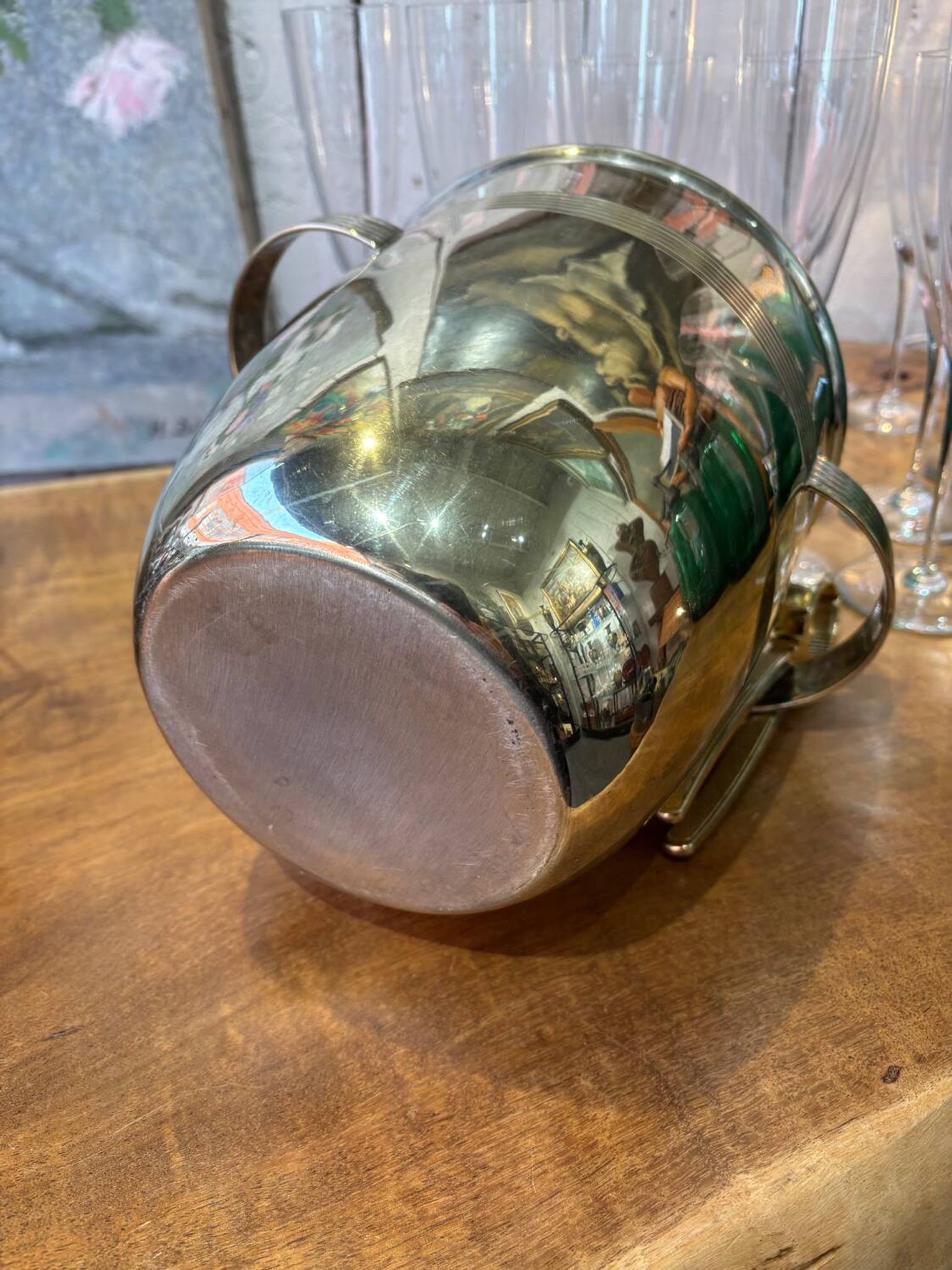 Alpaca champagne bucket from the 1920s with its monopole tongs.