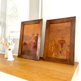 Set of two vintage Alsace wooden frames signed Boll