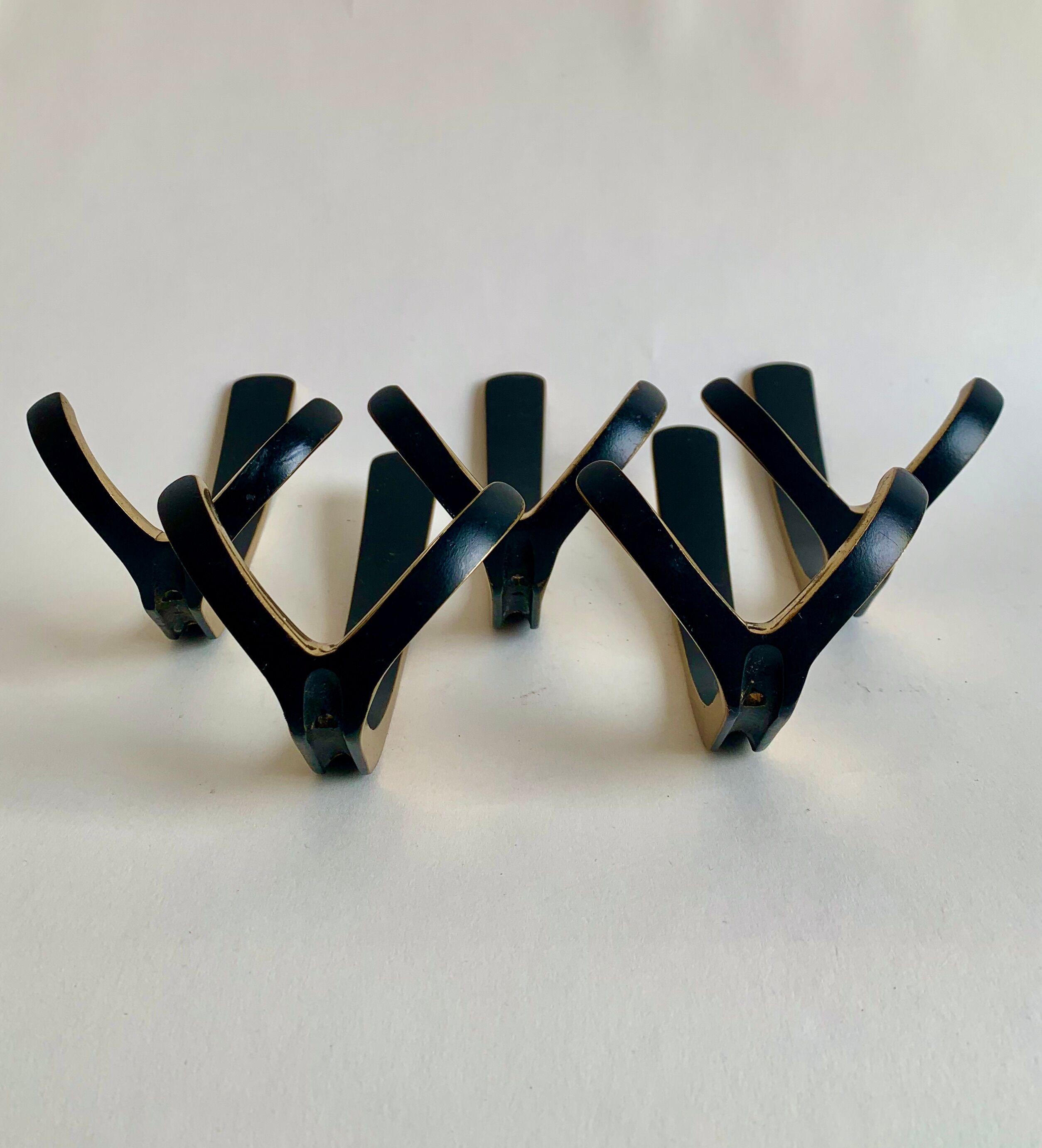 Brass wall coat hooks from Herta Baller, set of 5