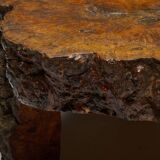 Table basse en bois de burl organique, France, années 1950
