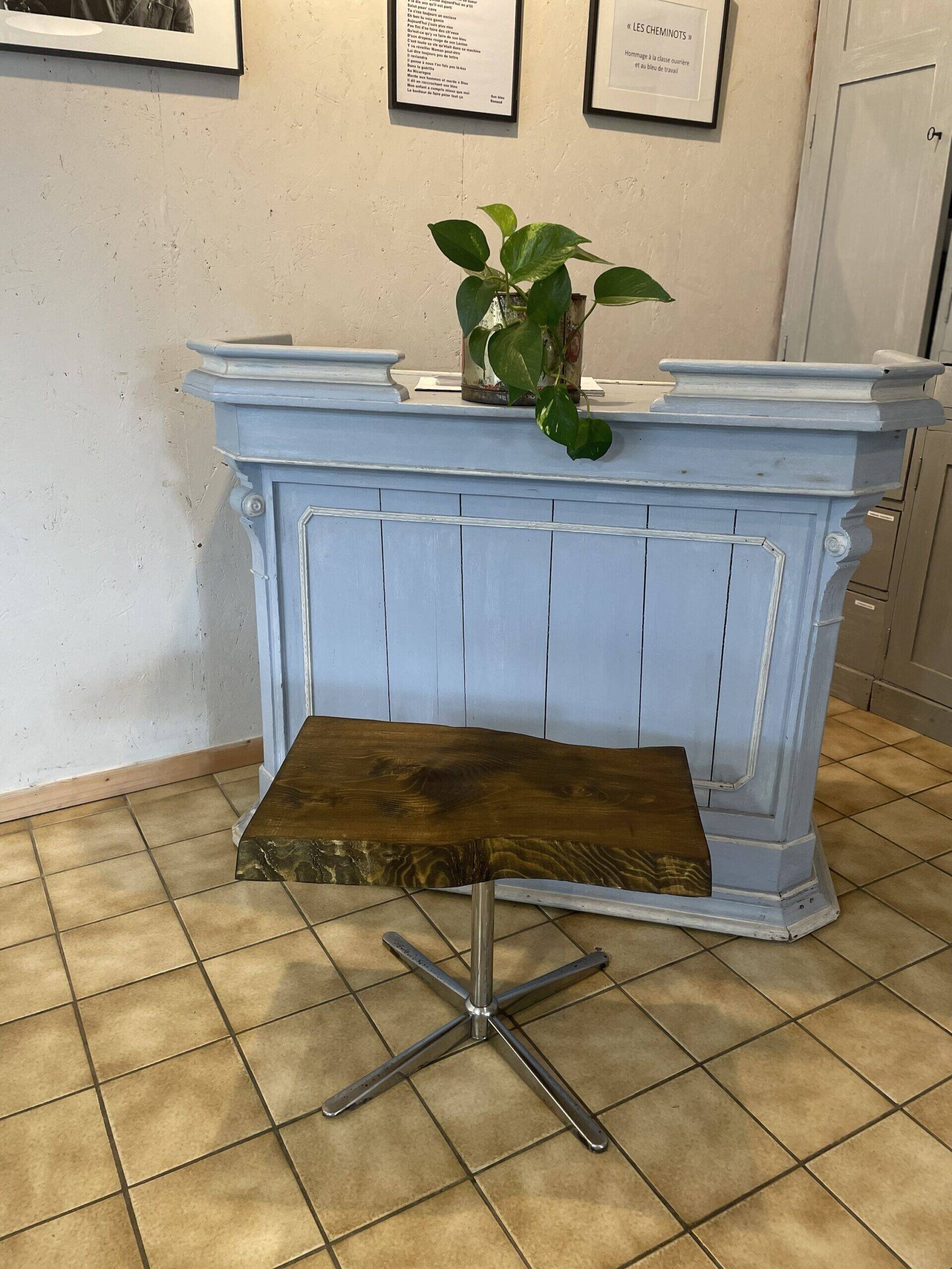 Wood and metal side table
