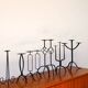 Pair of black iron tripod candlesticks, brutalist, 1970 - 30 cm