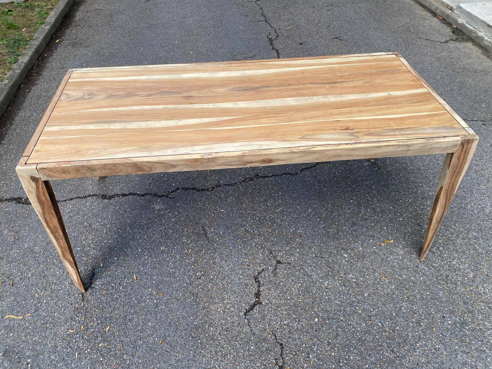 Dining table 175x80 renovated in raw solid acacia Tikamoon 6/8 people
