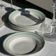Set of 8 antique turquoise deep plates with a gold rim D22.5