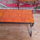 Table basse en fer forgé et céramique orange