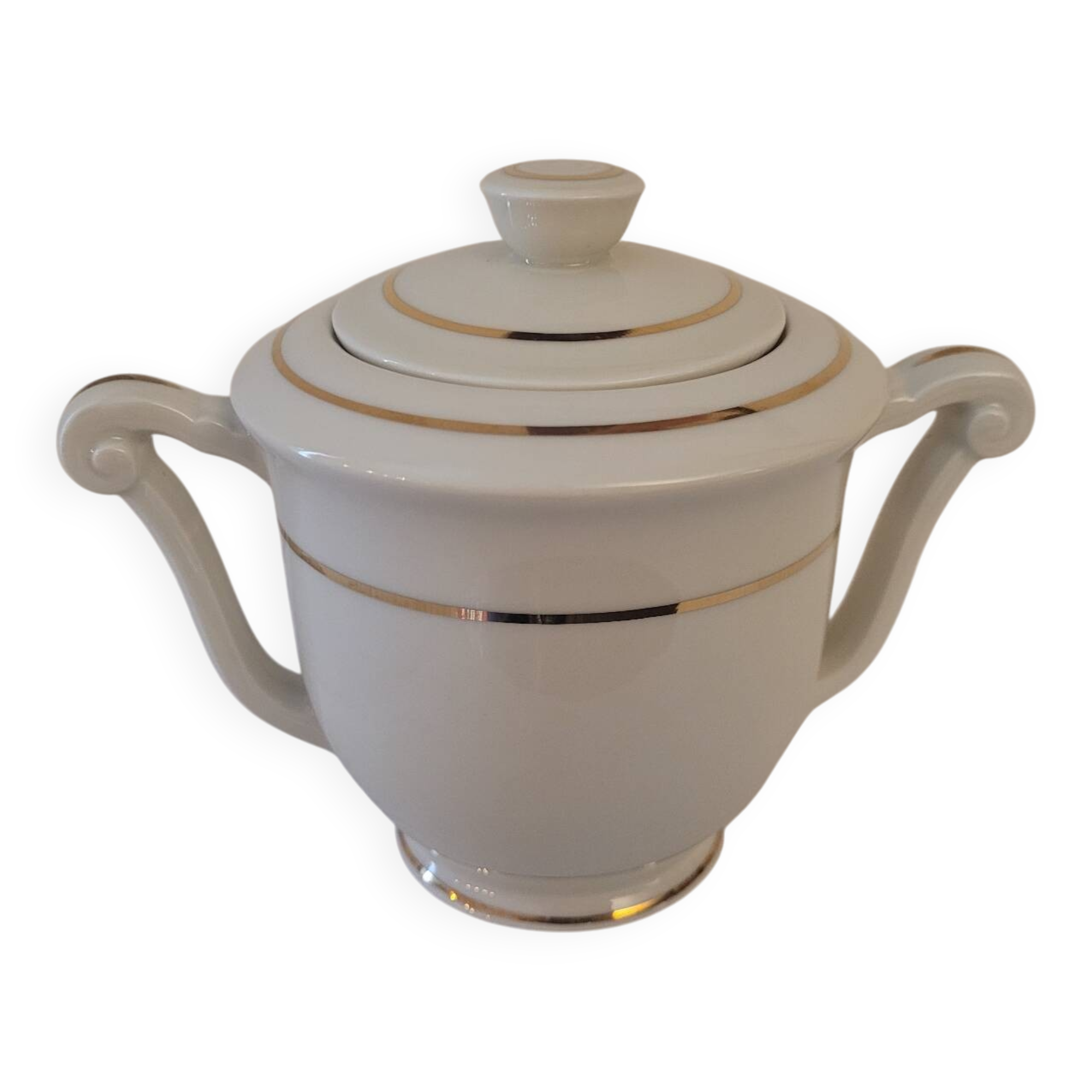 Limoges porcelain sugar bowl – gold decoration – 1950s