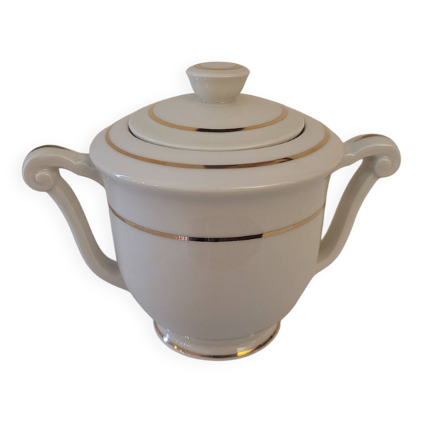 Sucrier en porcelaine de Limoges – décor doré – années 1950