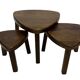 Set of 3 brutalist oak oval side or nesting tables 1970s
