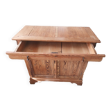 19th century sideboard in solid pitch pine, 2 doors, 1 drawer 128x58x120cm
