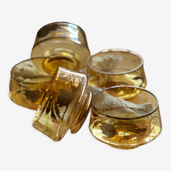 5 bols/ramequins en cristal ambre