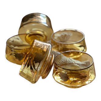 5 bols/ramequins en cristal ambre