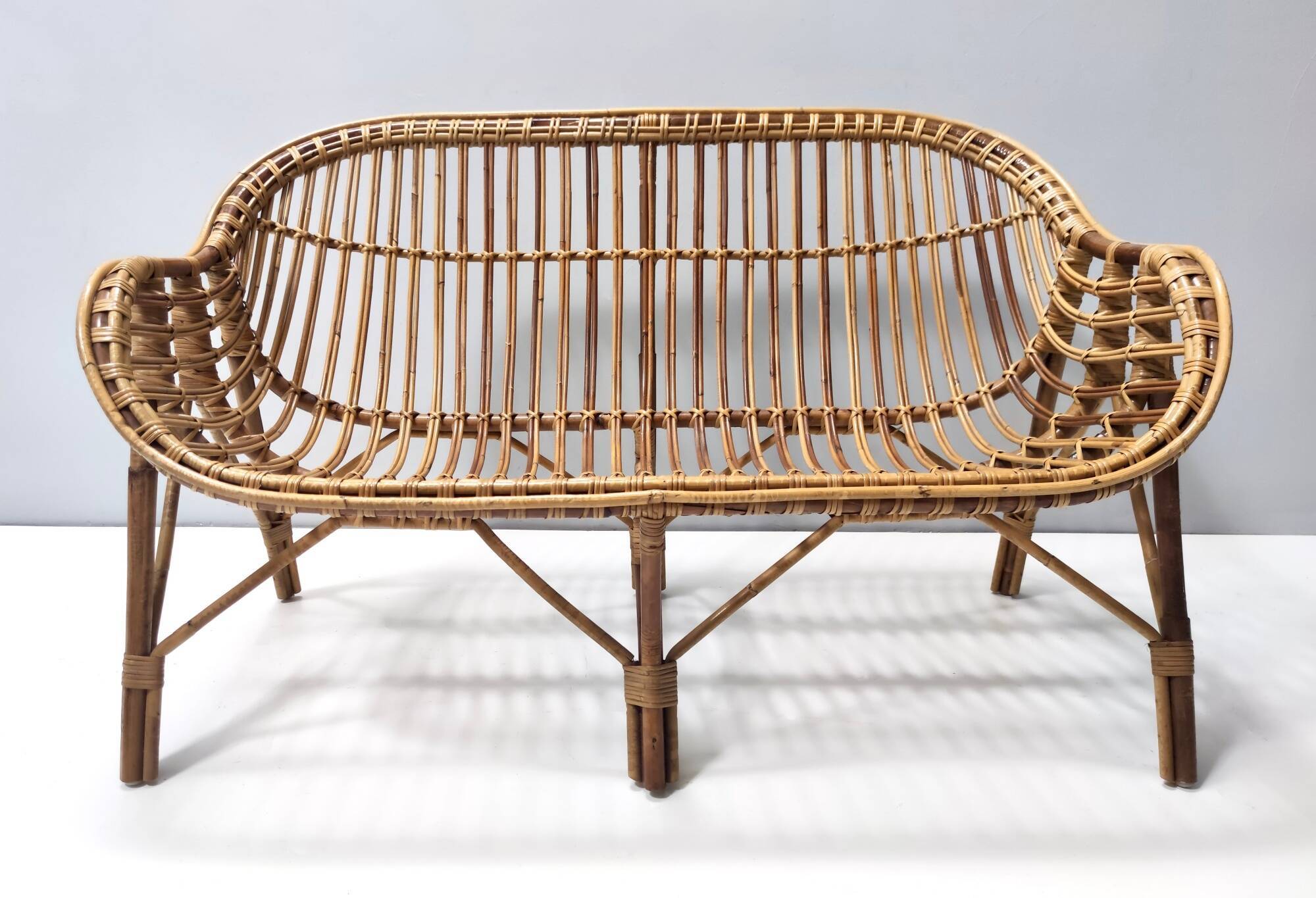 Vintage Two-Seat Bamboo Sofa, Made in Italy